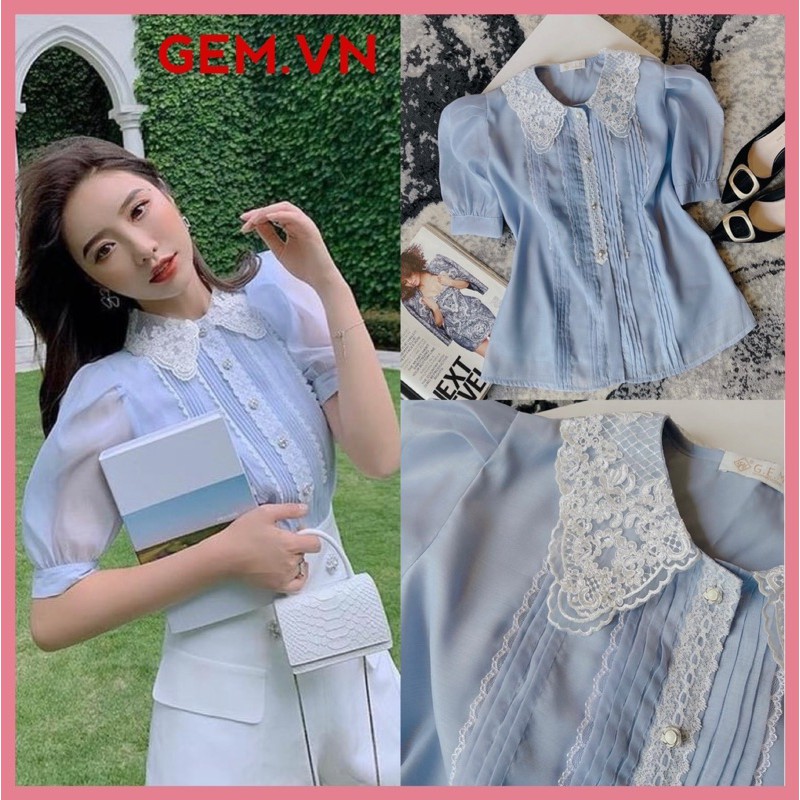 [Bán BUÔN&amp;LẺ] Áo sơ mi cổ phối ren G124 nữ tính, màu hot hit của năm nay, chất mát dễ phối các loại chân váy hoặc quần