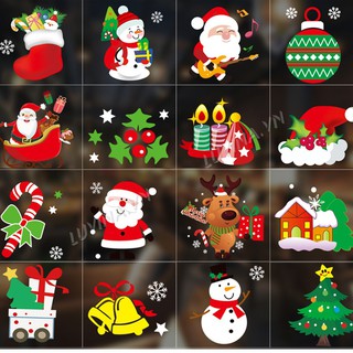 Decal dán kính chất liệu PVC loại 1, dán phòng khách, phòng ngủ, quán cafe-Hình dán Noel tinh nghịch