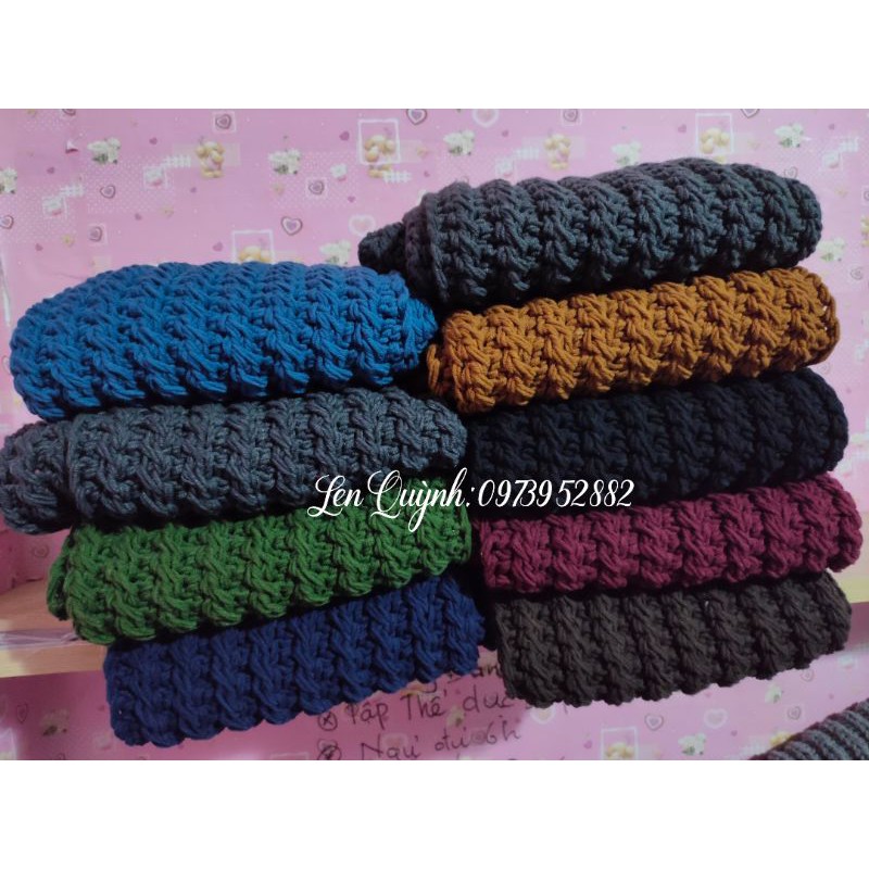Khăn len đan tay, Khăn len handmade - kiểu đan vặn thừng 2 mặt độc đáo - quà tặng handmade