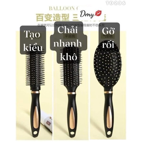 Set 3 lược chải tóc chống rối hiệu quả