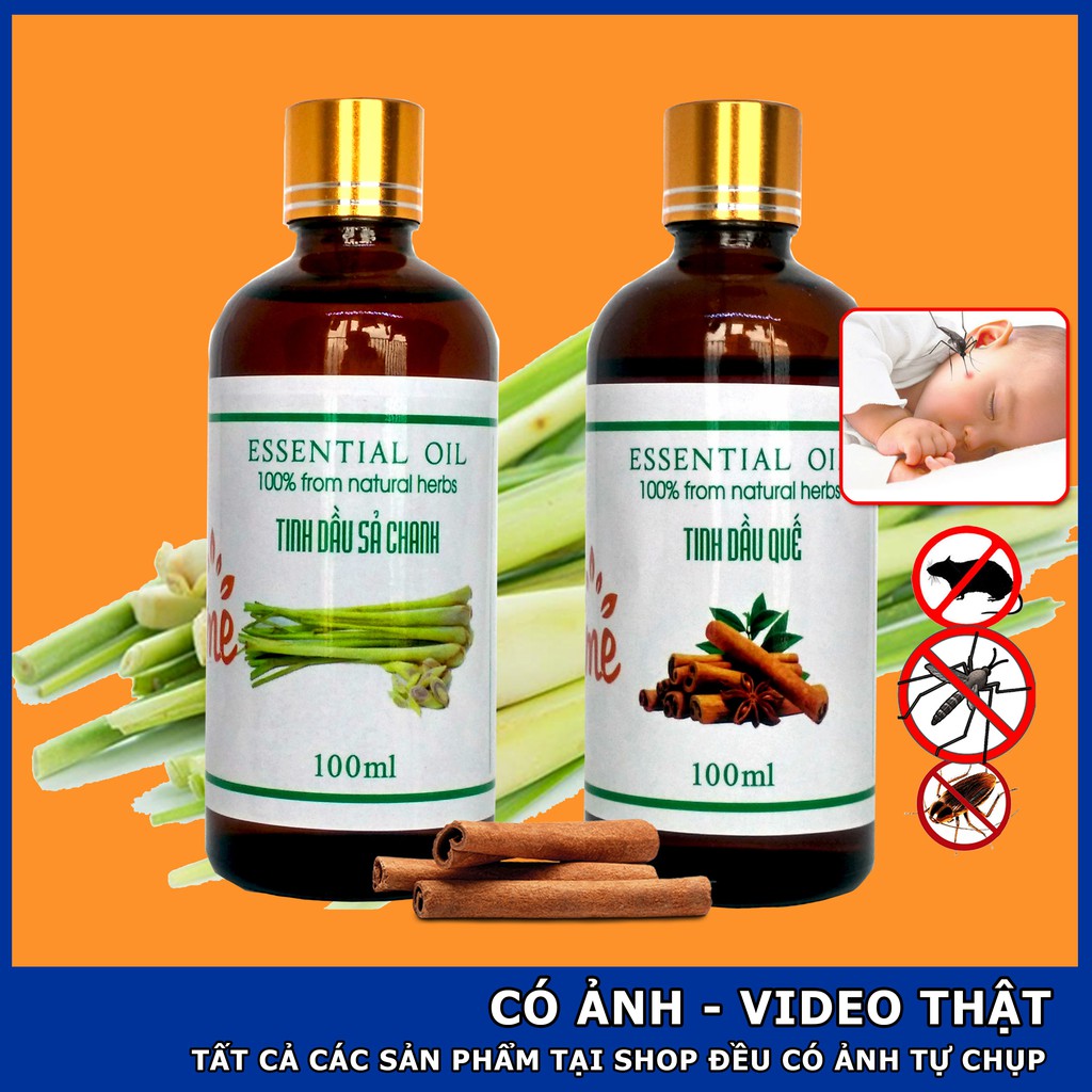 [ COMBO 2 LỌ ] 100ML Tinh Dầu Sả Chanh - Quế VIDAME, Thơm phòng, đuổi muỗi, khử mùi hôi trong phòng - Hàng công ty