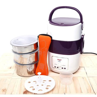 Hộp Nấu Cơm Và Hâm Nóng Lồng Inox 03 Tầng Magic Korea Tặng Bộ Muỗng Đũa Inox 2018