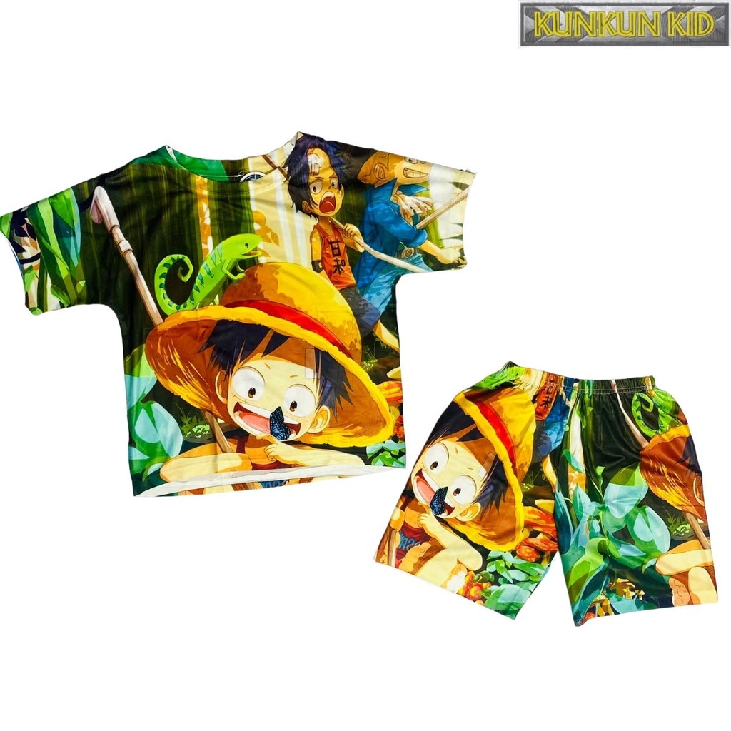 Quần áo bé trai in hình luffy Kunkun Kid TP667 chất Thun lạnh size đại cho trẻ em từ 10-40kg