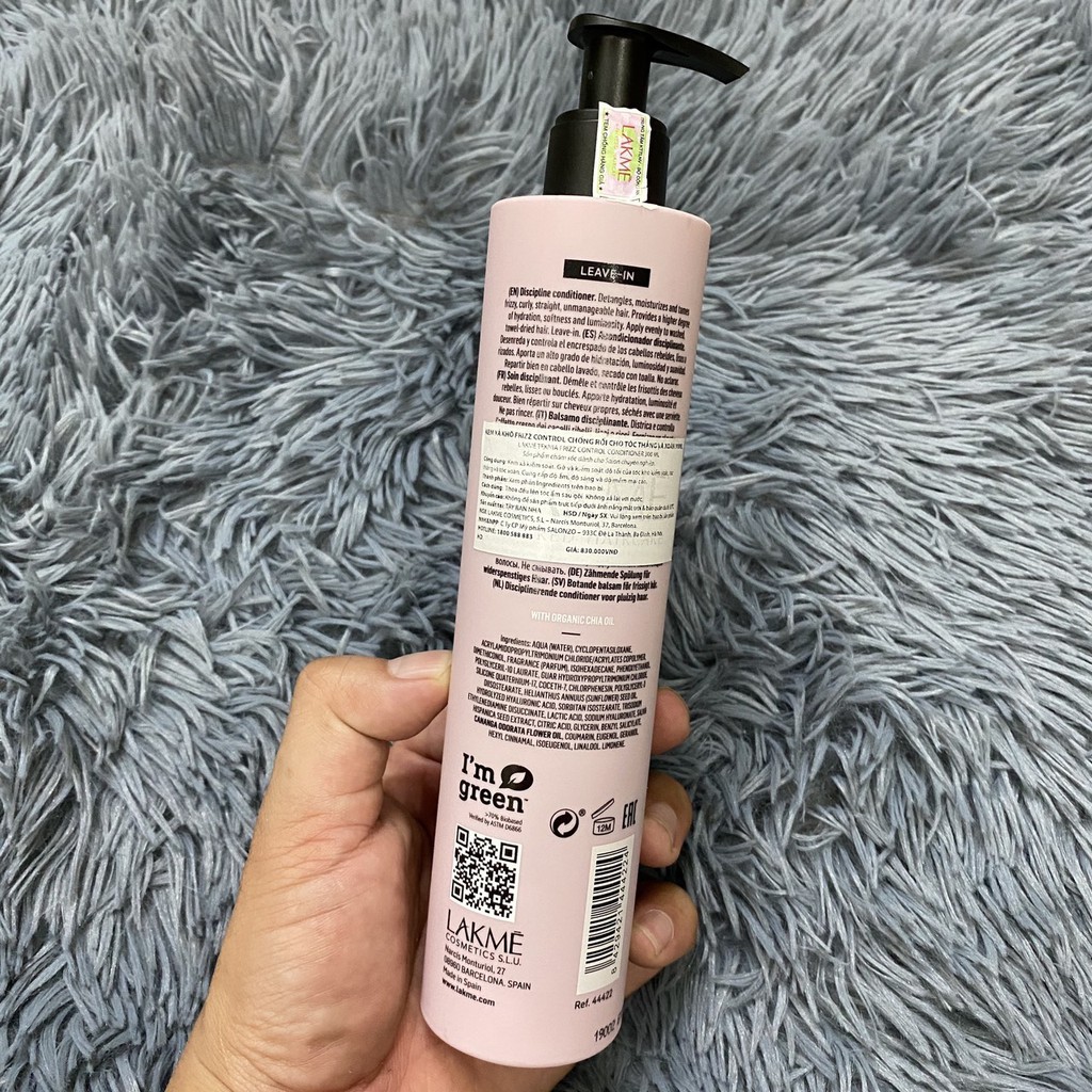 ✅ Hàng_Chính_Hãng_100%✅Kem xả khô FRIZZ Control Conditioner Lakme chống rối cho tóc thẳng và xoăn 300ml