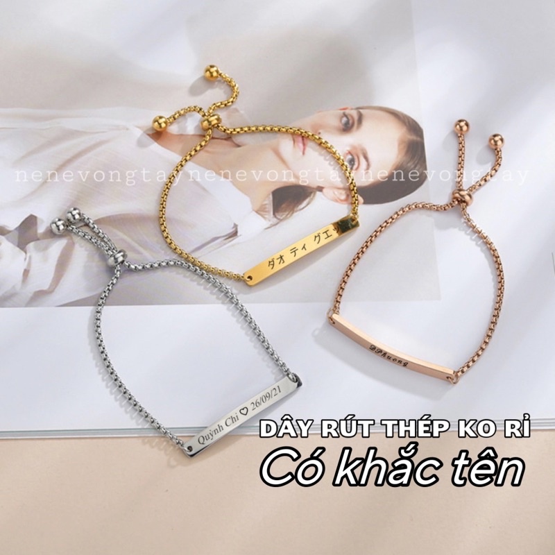 Vòng tay khắc tên dây rút thời trang cho nữ