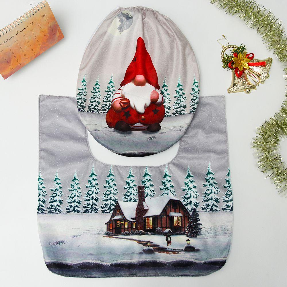 CACTU Thảm Lót Bồn Cầu Trang Trí Giáng Sinh Mới