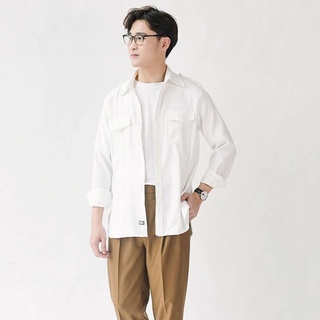  Áo sơ mi nam dài tay 2 túi ngực điểm nhấn cầu vai áo SSSTUTTER 2 màu Patch shirt