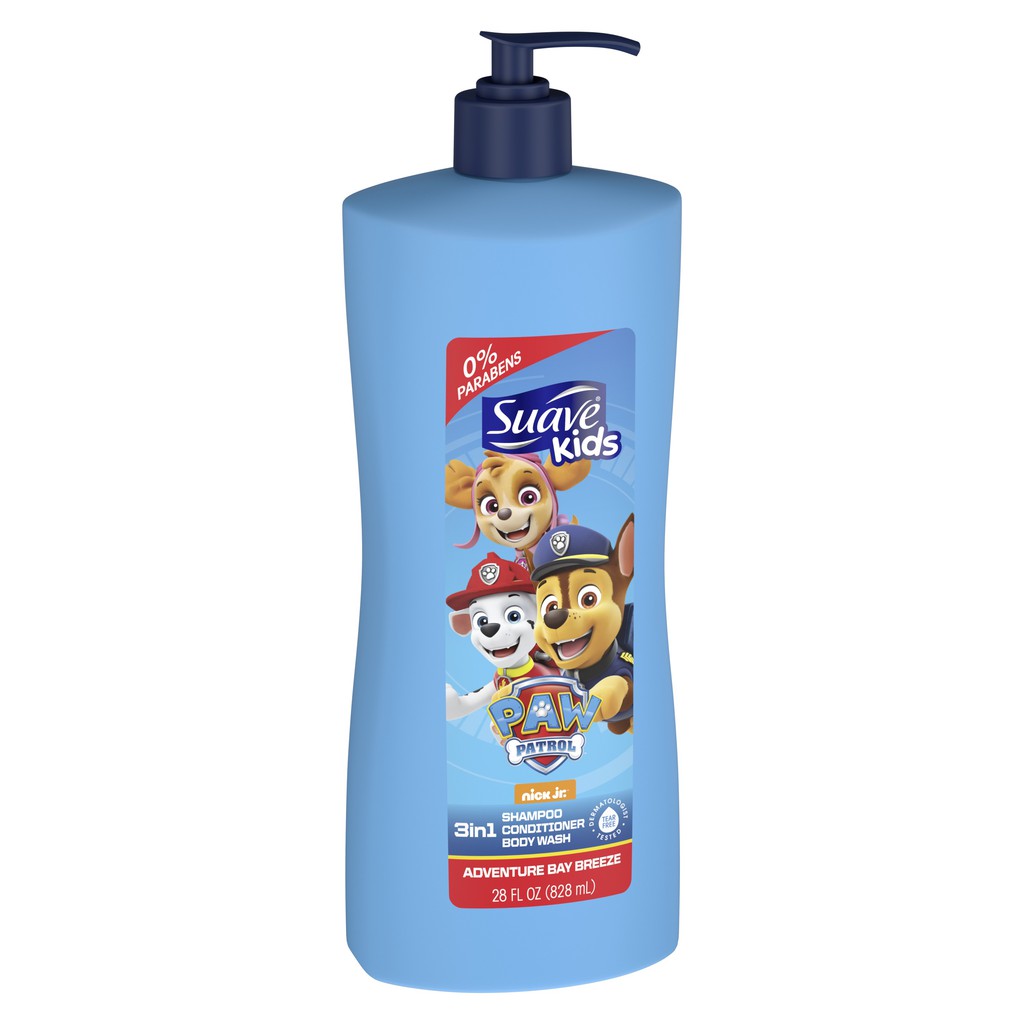 DẦU TẮM GỘI XÃ CHO BÉ SUAVE KIDS 3-IN-1 SHAMPOO, CONDITIONER, BODY WASH PAW PATROL ADVENTURE 28 OZ 828ML từ mỹ
