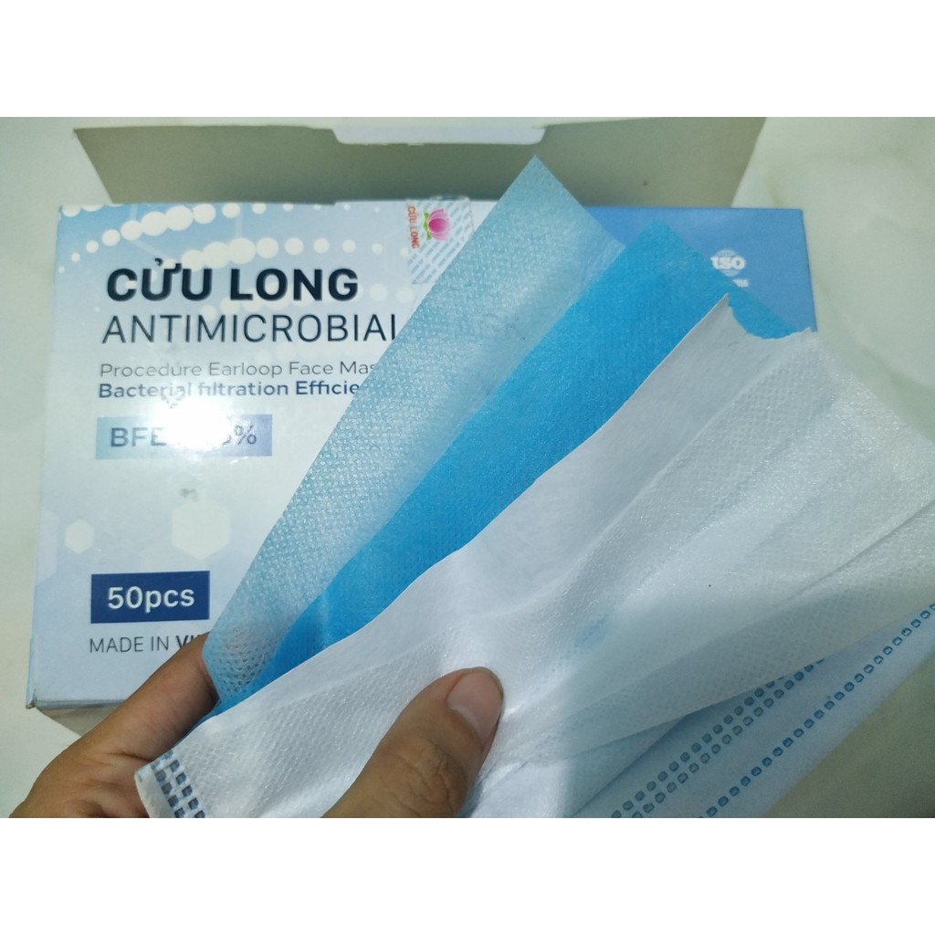 khẩu trang y tế giấy kháng khuẩn chính hảng của công ty CỬU LONG 1 hộp 50 cái