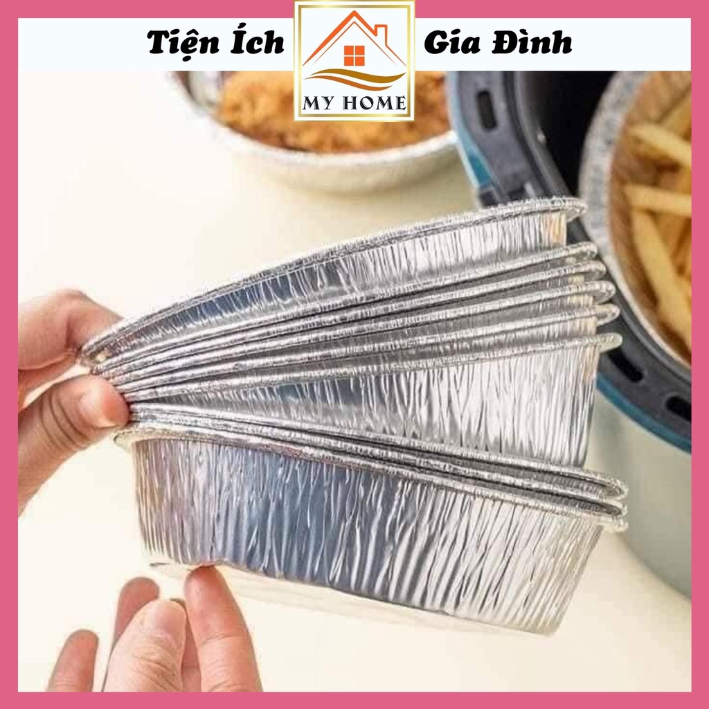 Set 10 khay bạc lót nồi chiên không dầu, khay bạc lót chống dính nồi, kích thước 18x4.5cm