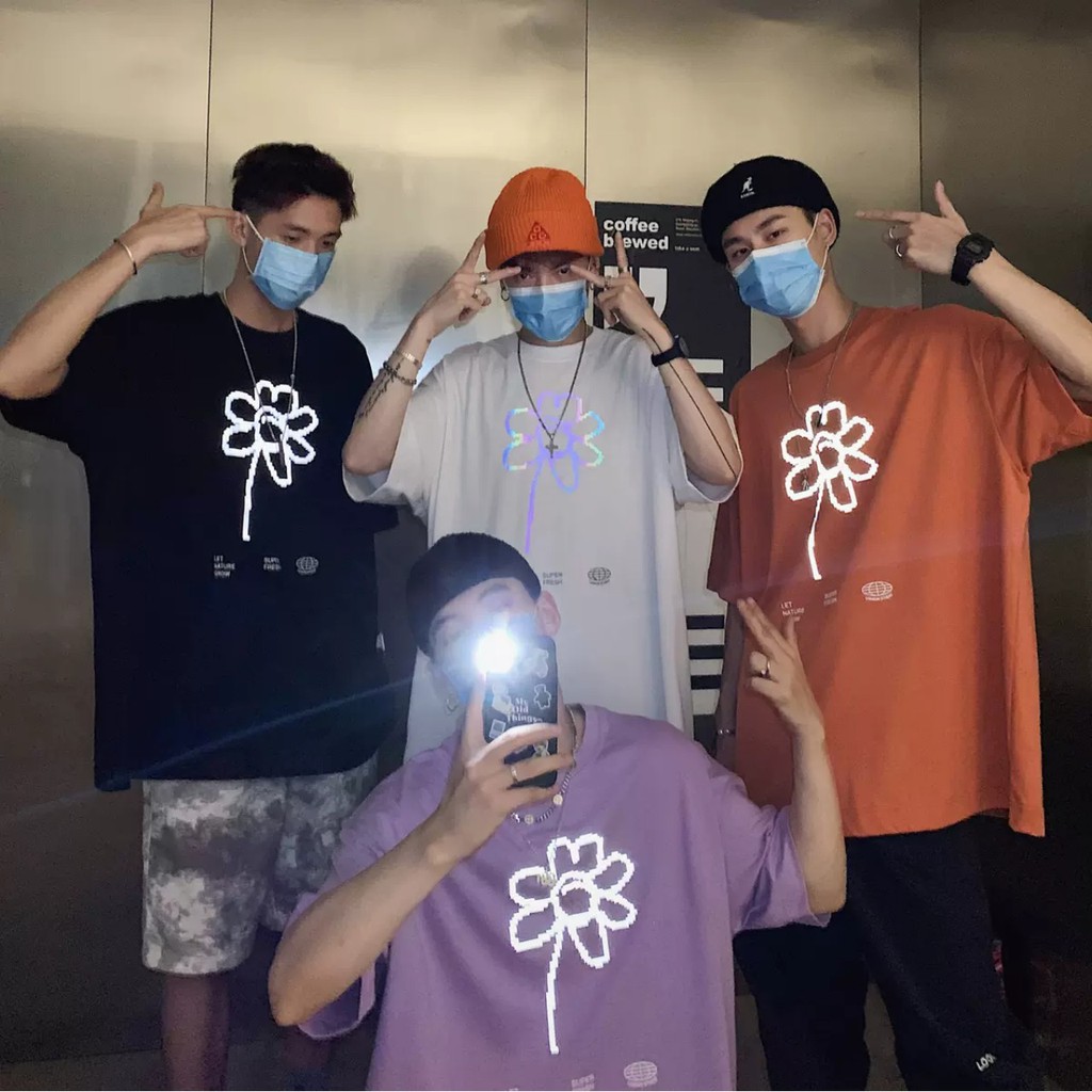 Áo thun Stee Phản quang bạc FLOWER SUPER FRESH Unisex
