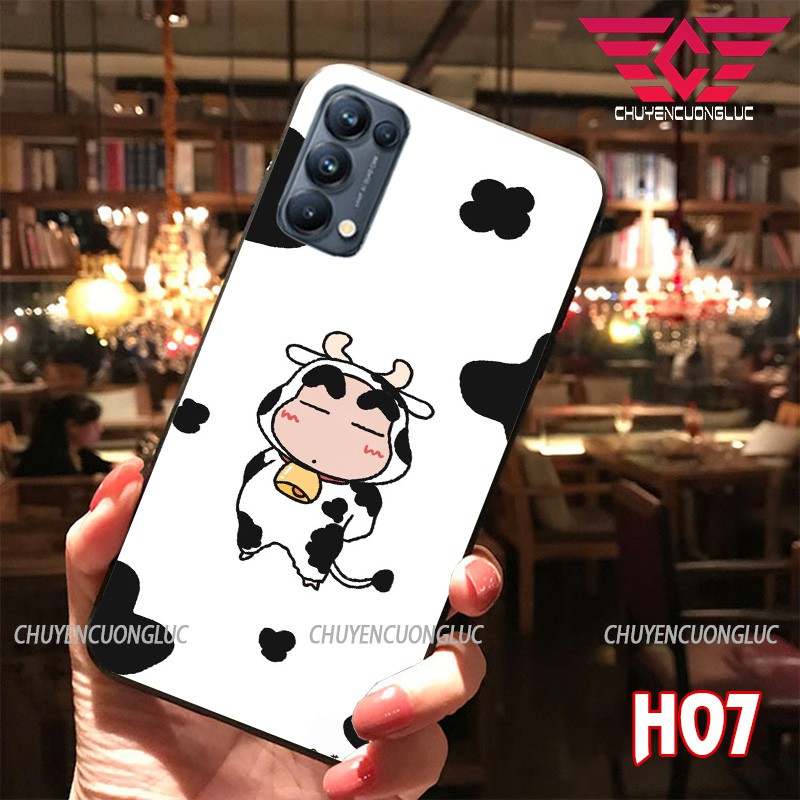 ỐP LƯNG OPPO RENO 5/ RENO 4/ RENO 3/ RENO 6/ A92/ A93 IN HÌNH BÒ SỮA SIÊU CUTE BẰNG KÍNH