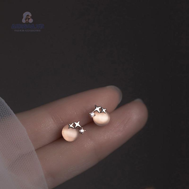 ✨✨Bông Tai Mạ Bạc 925 Hình Ngôi Sao Đính Đá Opal Đơn Giản Sang Trọng Cho Nữ