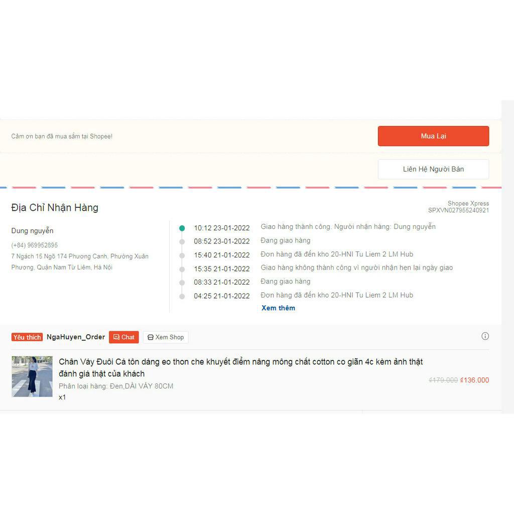 Chân Váy Đuôi Cá tôn dáng eo thon che khuyết điểm nâng mông chất cotton co giãn 4c