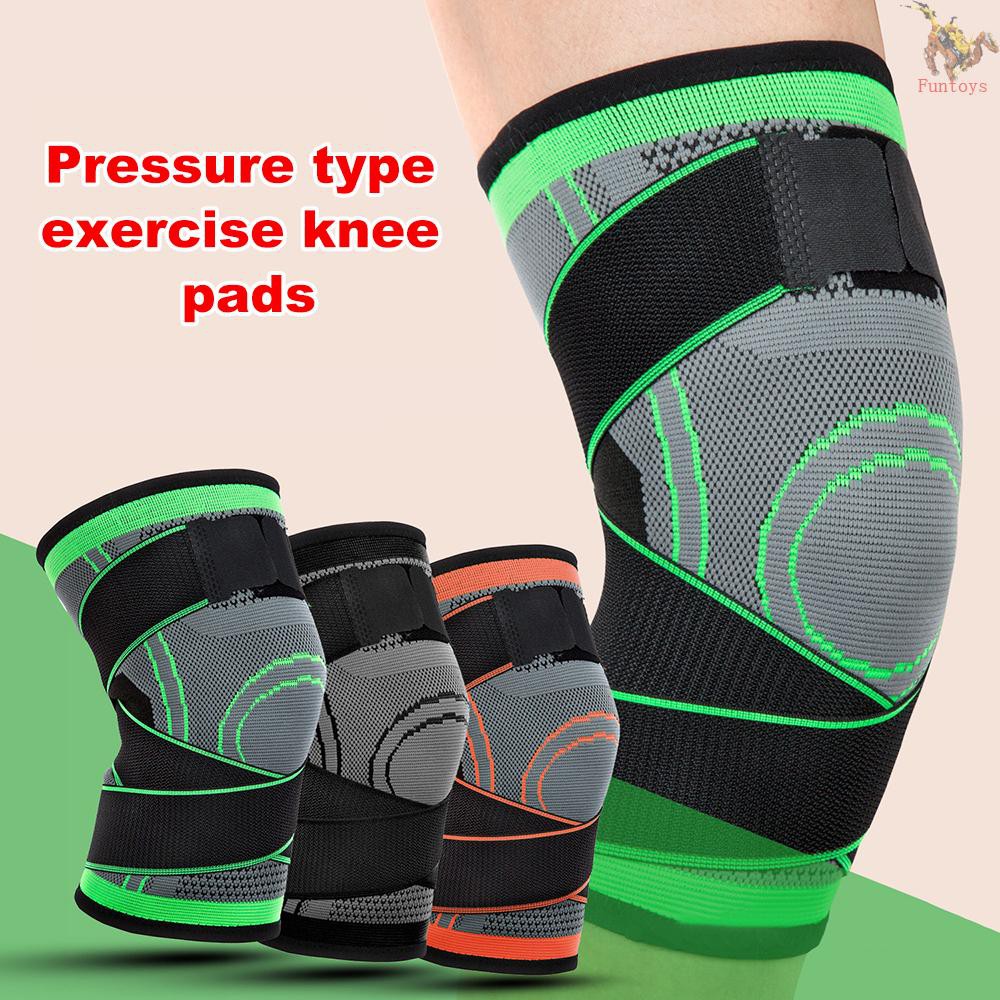 FUNTOYS 1PC Knee Support Professional Protectives Sports Knee Pad Breathable Bandage Black+grey XL