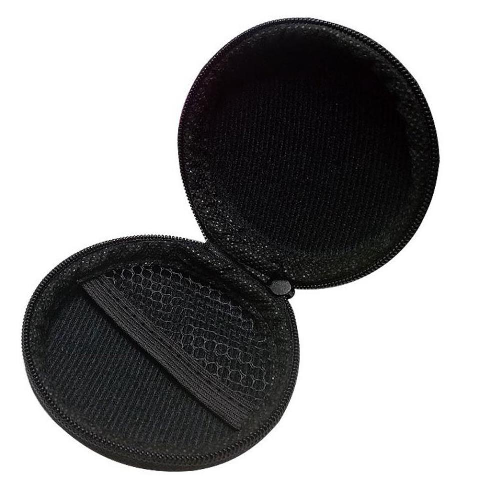 Túi, bao đựng tai nghe, sạc điện thoại, pin bằng da đa năng mini tròn chống sốc cứng cáp nhỏ gọn kèm móc khóa đi du lịch