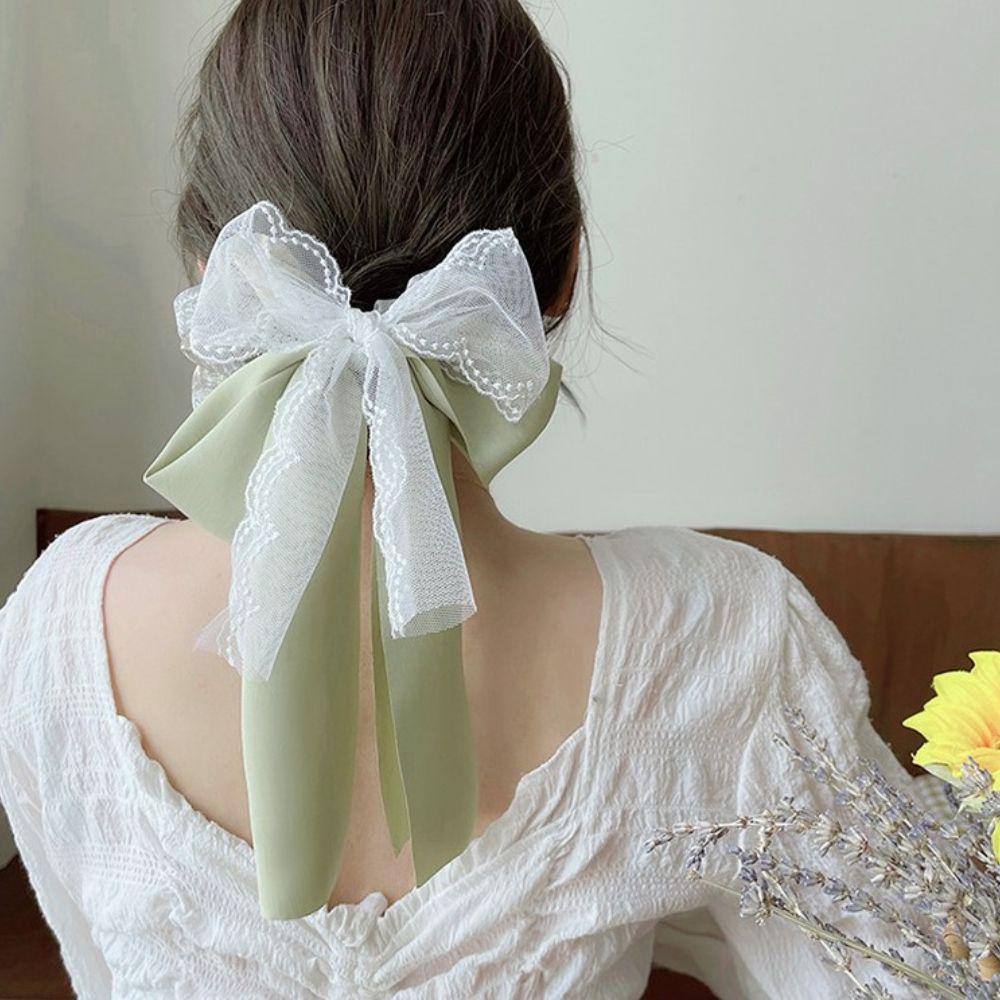 Dây Cột Tóc Màu Xanh Lá Bản Lớn Thời Trang Cho Nữ