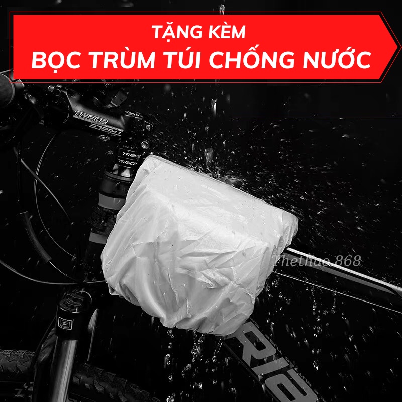 TÚI TREO SƯỜN XE ĐẠP THỂ THAO CHỐNG NƯỚC, CẢM ỨNG VỪA ĐIỆN THOẠI 5.6-6.5INCH TẶNG KÈM TRÙM TÚI ĐI MƯA