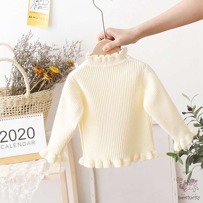 Áo Sweater Dệt Kim Dáng Ôm Co Giãn Xinh Xắn Cho Bé Gái Phong Cách Hàn Quốc