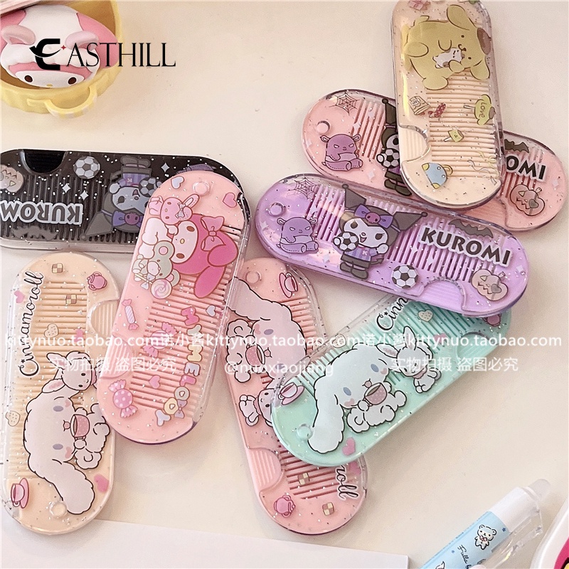 SANRIO Lược Gấp Gọn Họa Tiết Hoạt Hình Hello Kitty Cinnamoroll Mymelody Kuromi Đáng Yêu