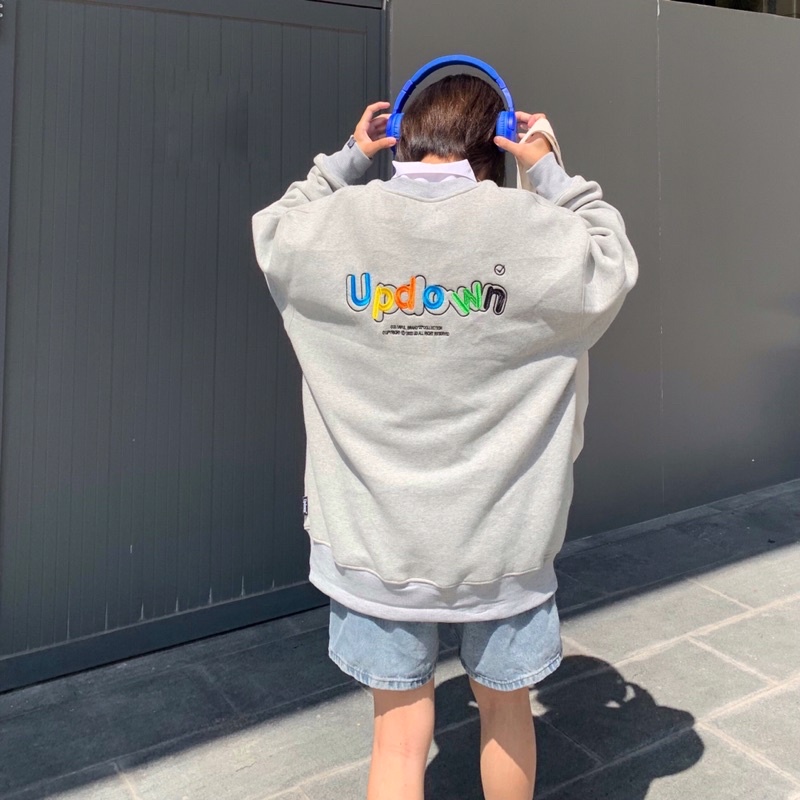 Áo sweater UPDOWN thêu logo sắc nét chất vải dày dặn Unisex