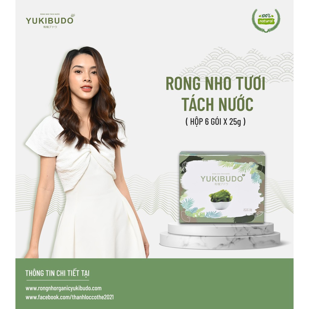 [CHÍNH HÃNG] Rong Nho Tách Nước YUKIBUDO  - Hộp 150g (6gói) - Tặng 2 gói sốt mè rang Siêu ngon