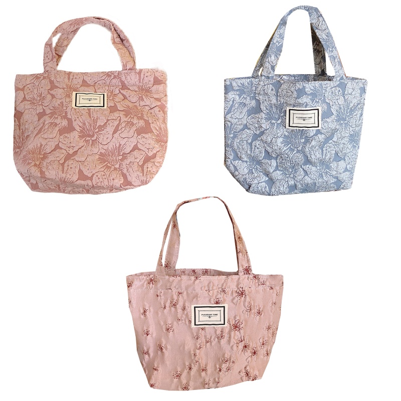 Túi Đựng Hộp Cơm Trưa In Hoa Phong Cách Vintage
