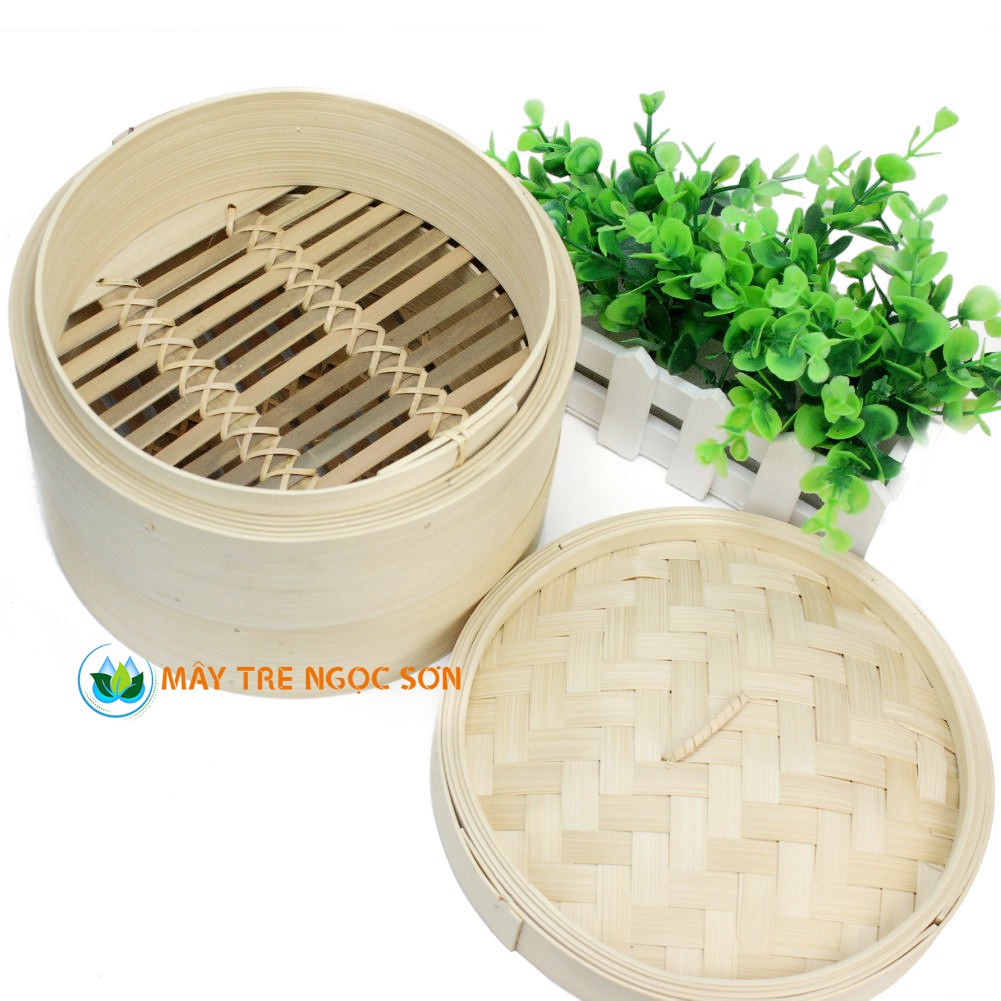 Lồng tre hấp bánh bao, xửng hấp, há cảo - 2 tầng, 2 đáy và nắp