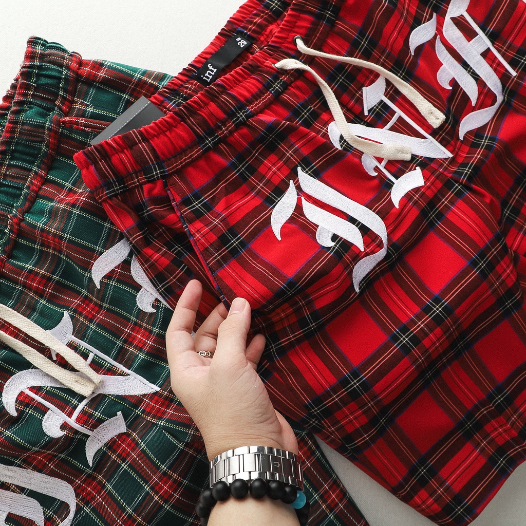 Quần Đùi Nam , Thun  INF Flannel With Embroidery , Vải Thun Cotton Co Giãn Nhẹ QD002592, SOMEHOW