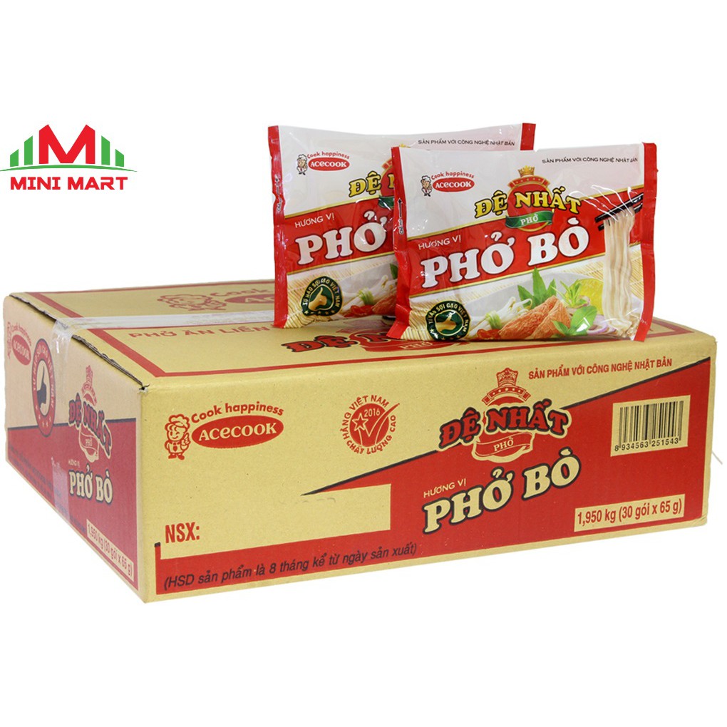THÙNG 30 GÓI PHỞ BÒ ĐỆ NHẤT 65G