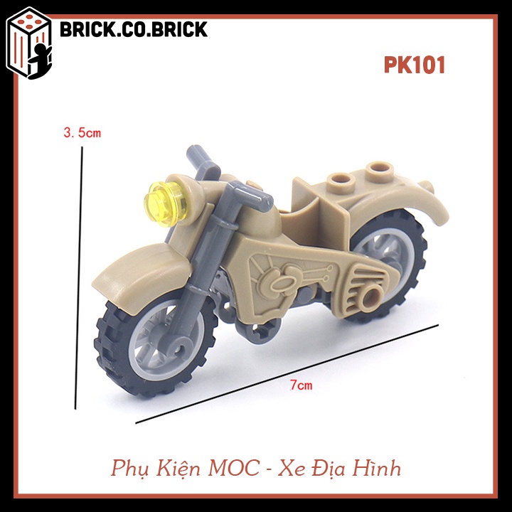 Phụ Kiện Xe Mô Hình Lắp Ráp Đồ Chơi Xe Motor Địa Hình Quân Sự Phụ Kiện MOC Army Cho Minifigure PK101