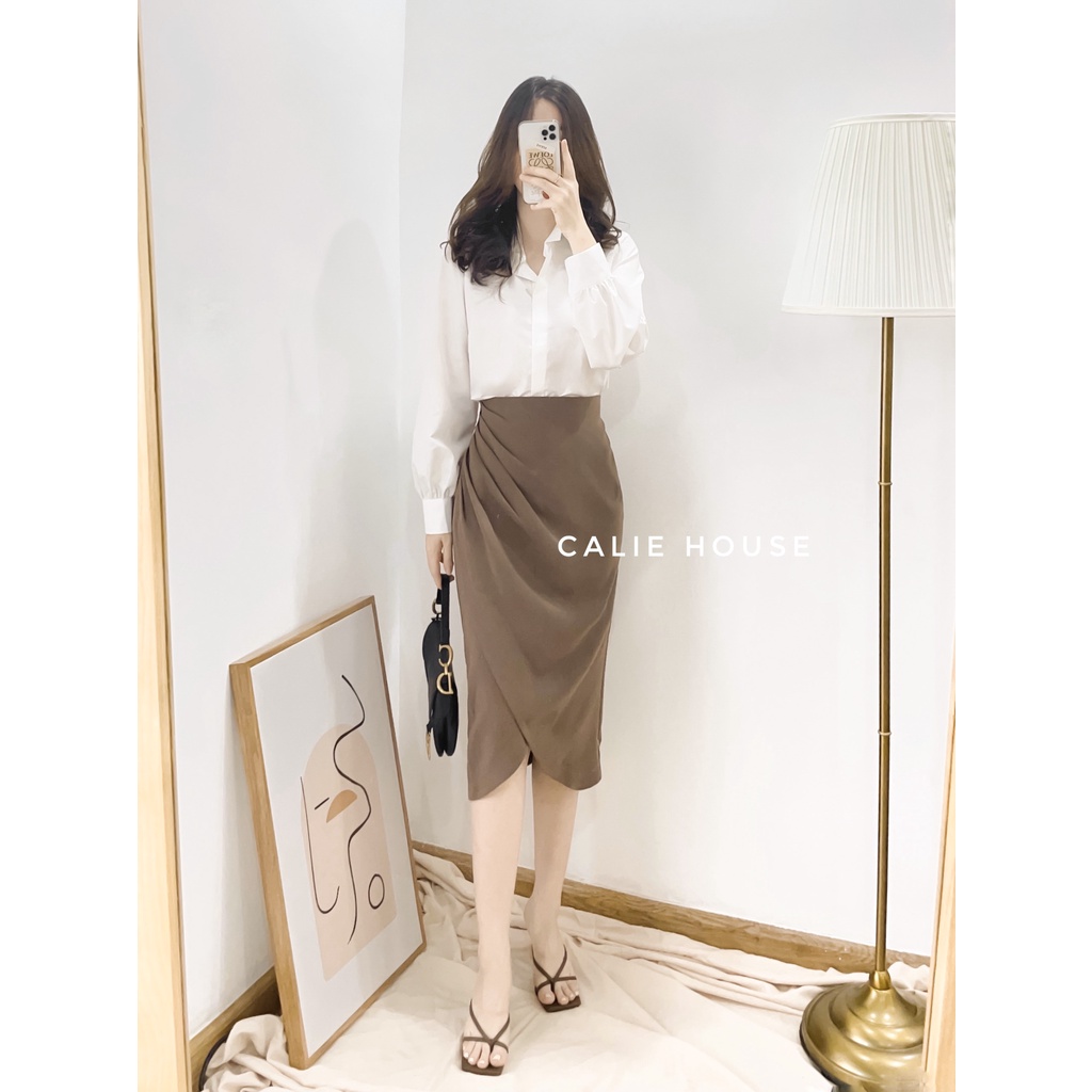 Chân váy nữ bút chì nhún eo tinh tế thanh lịch thời trang công sở Calie House CV50 | BigBuy360 - bigbuy360.vn