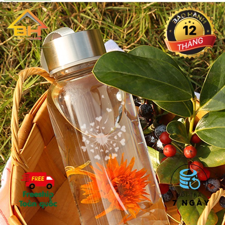 Bình đựng nước thủy tinh chất lượng cao, bình đựng nước dây xách 500ml