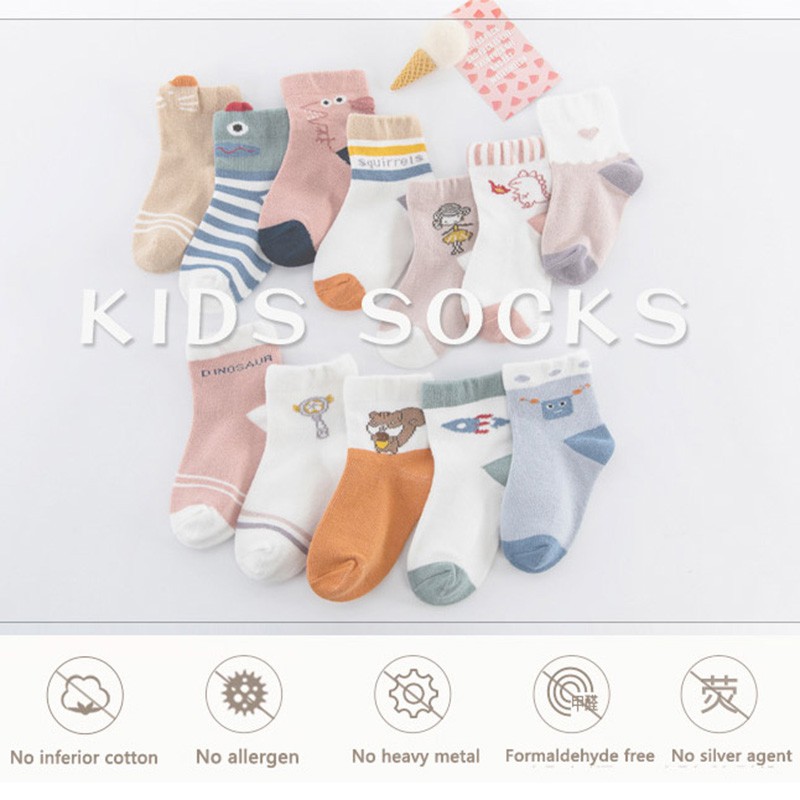 Set 5 Đôi Vớ Cotton Xinh Xắn Dành Cho Bé