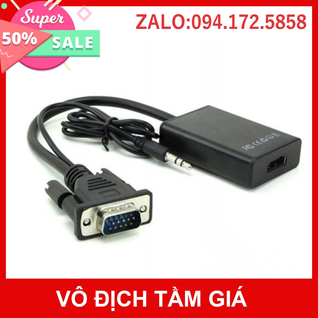 HOT - Cáp chuyển VGA sang HDMI có audio | VGA TO HDMI ADAPTER WITH AUDIO