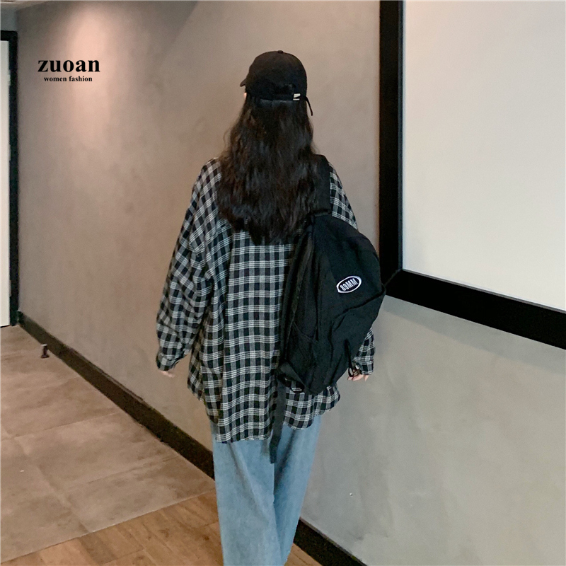 SUXI Áo Sơ Mi Ca Rô Ca Rô Có Túi Thời Trang Mùa Xuân Dành Cho Nữ