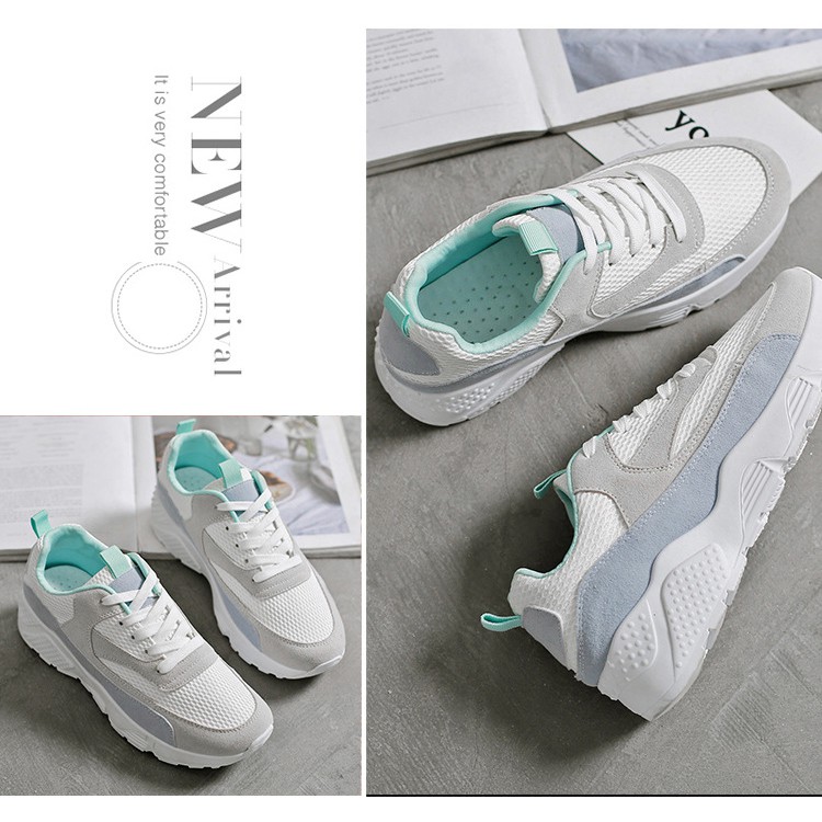 [Giày Nữ Đẹp] Giày Sneaker/Giày Cao Cấp Mix Màu Xanh trắng MEGO2584 Kèm ẢNH THẬT | WebRaoVat - webraovat.net.vn