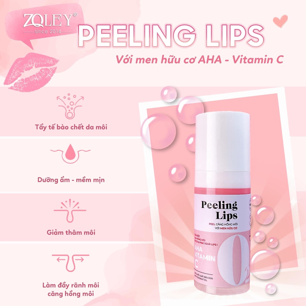 Peel Môi Khử Thâm Zoley Làm Hồng Môi PeeLing Lips AHA