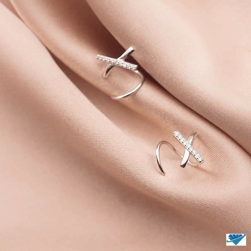 Khuyên tai bạc ta vòng xoắn đính đá Khuyên tai bạc nữ kirasilver