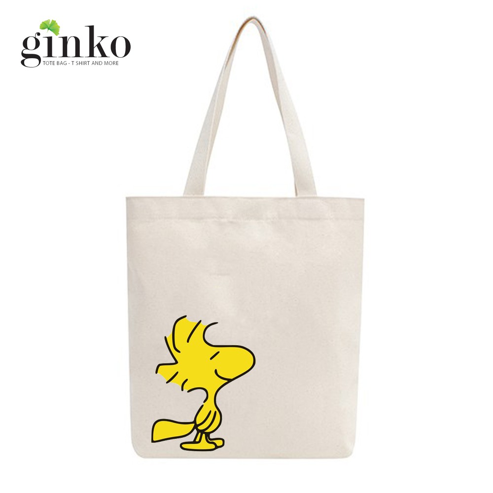 [Mã BMBAU50 giảm 50K đơn 150K] Túi Tote Vải Mộc GINKO Dây Kéo In Hình Woodstock Snoopy M21