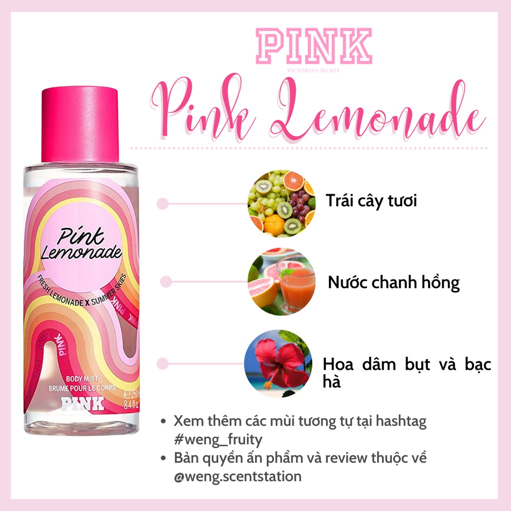 Xịt thơm toàn thân Victoria’s Secret dòng Pink: Pink Lemonade