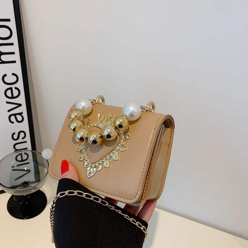 Túi Đeo Chéo Hình Vuông Nhỏ Đính Ngọc Trai Thời Trang 2022 Phong Cách Phương Tây