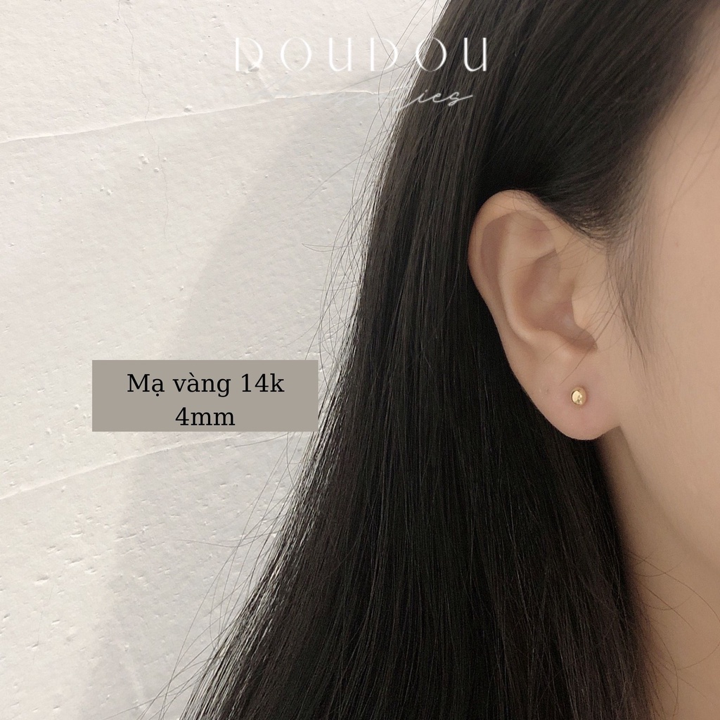 Bông tai nữ nụ bạc tròn DOUDOU Khuyên tai bi tròn nữ đơn giản cá tính thời trang EH015