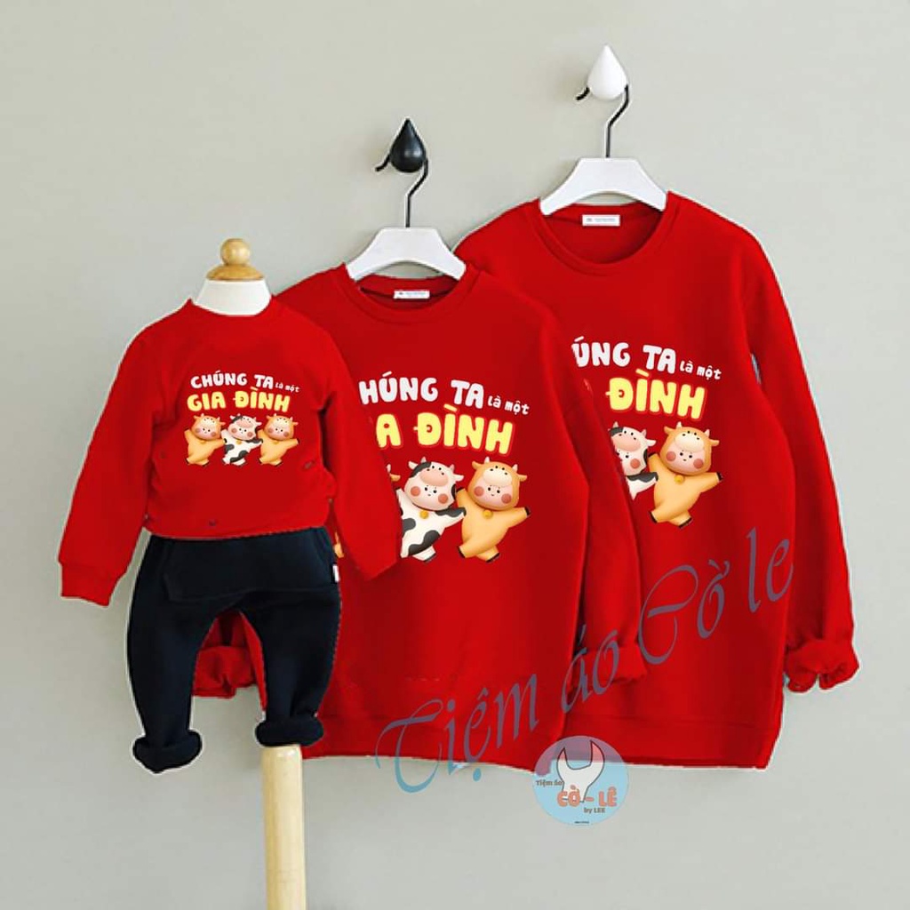 Áo SWEATER TẾT 2022 thu đông dài tay gia đình 3/4/5 người-áo đôi cặp phom rộng chất đẹp đủ size từ bé 5-90 kí [giá sĩ á]
