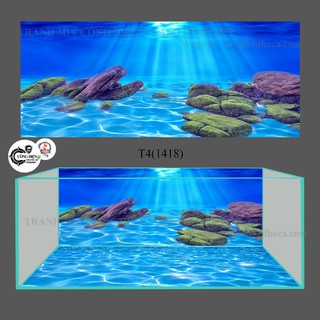 Tranh bộ 3D phông nền bể cá cao cấp – Trang trí hồ cá cảnh – Có keo sẵn – Cường Điện - 2 tấm bao gồm cả lưng và đáy
