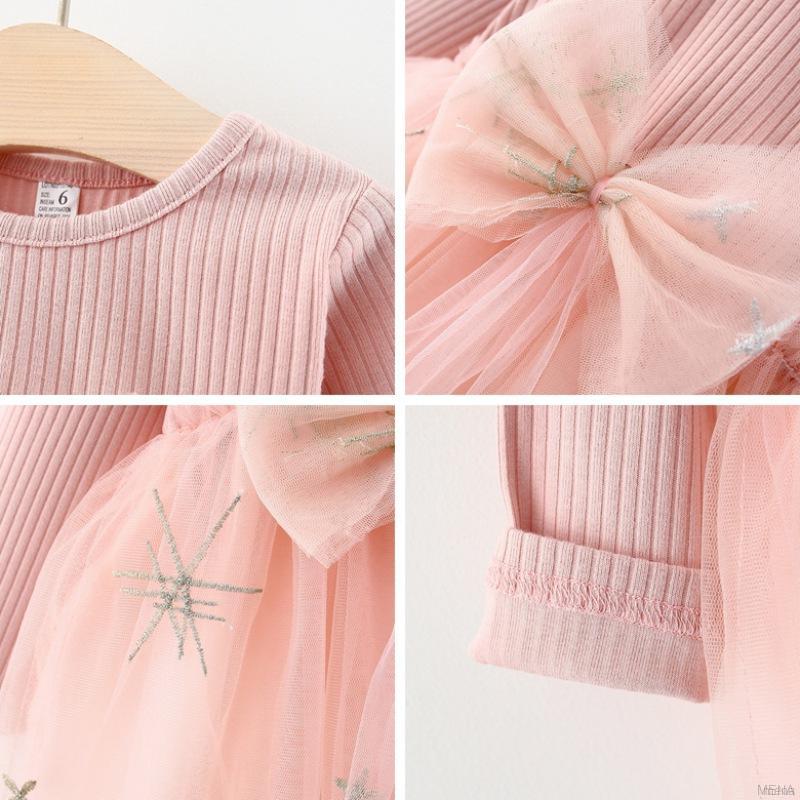 Đầm Công Chúa Dài Tay Phối Nơ Xinh Xắn Dành Cho Bé Gái