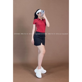 Áo cổ polo trơn , chân váy nai xẻ đùi Eothon60
