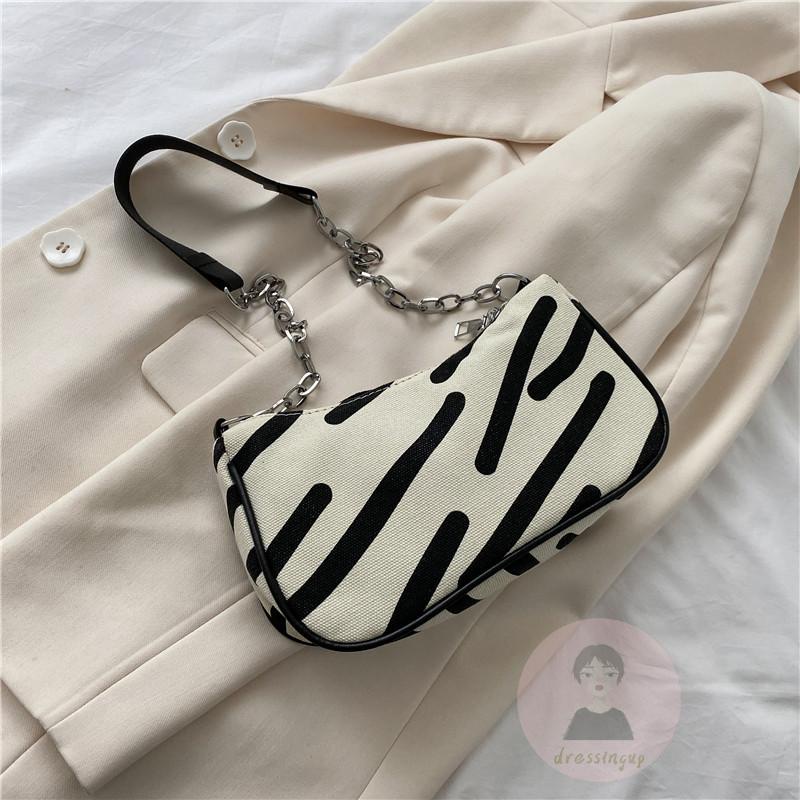 Túi Xách Canvas Cỡ Lớn Phối Dây Xích Và Khóa Kéo Thời Trang Cho Nữ