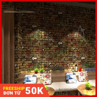 Giấy dán tường gạch hiphop Graffiti khổ 10m x 53cm - 3D168