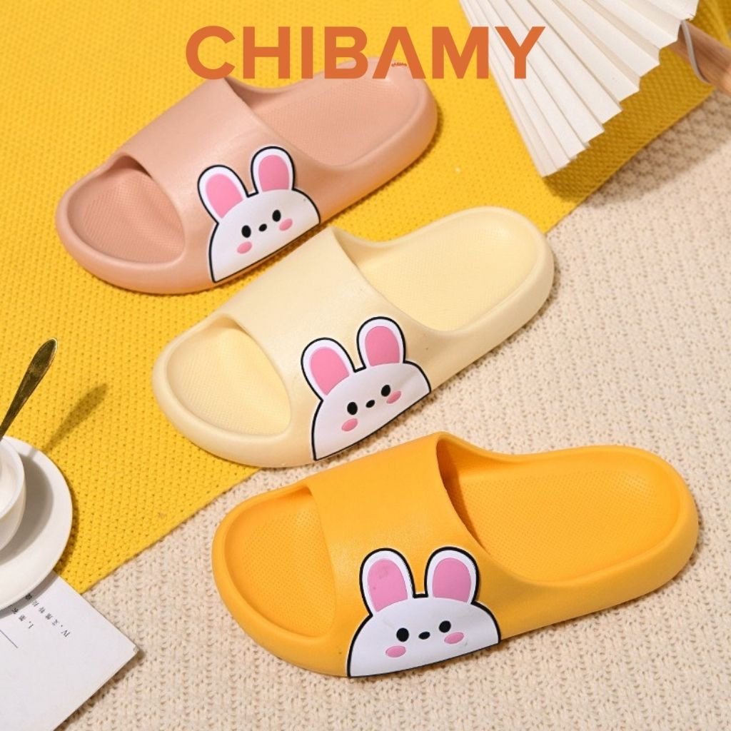 Dép bánh mì nữ CHIBAMY hình Mặt Thỏ, đế cao su chống trơn trượt siêu cute mới FORM NHỎ